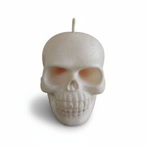White Skull Candle Unscented Decoration 3" Unique Design Wax Light Gothic Home D
